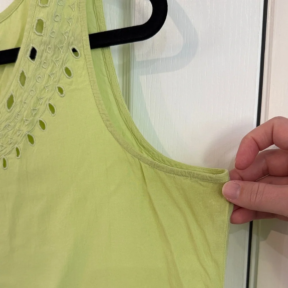 LOFT Lime Green Eyelet Tank Top - Picture 4 of 14